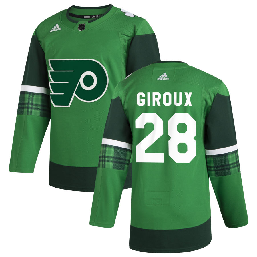 Philadelphia Flyers #28 Claude Giroux Men Adidas 2020 St. Patrick Day Stitched NHL Jersey Green